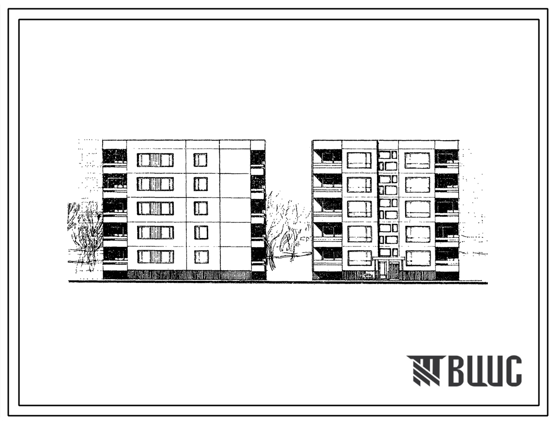Типовой проект 99-015/1 Блок-секция пятиэтажная торцевая правая на 10 квартир (трехкомнатных 3А-5, пятикомнатных 5А-5). Для строительства в 1В климатическом подрайоне, 2 и 3 климатических районах