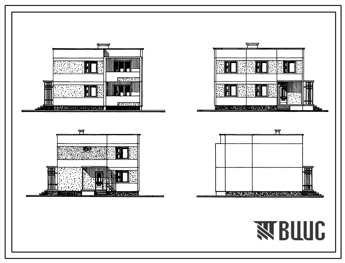 Типовой проект 111-210-32 Жилой дом двухэтажный двухквартирный с раздельными входами в квартиры 3Б.
