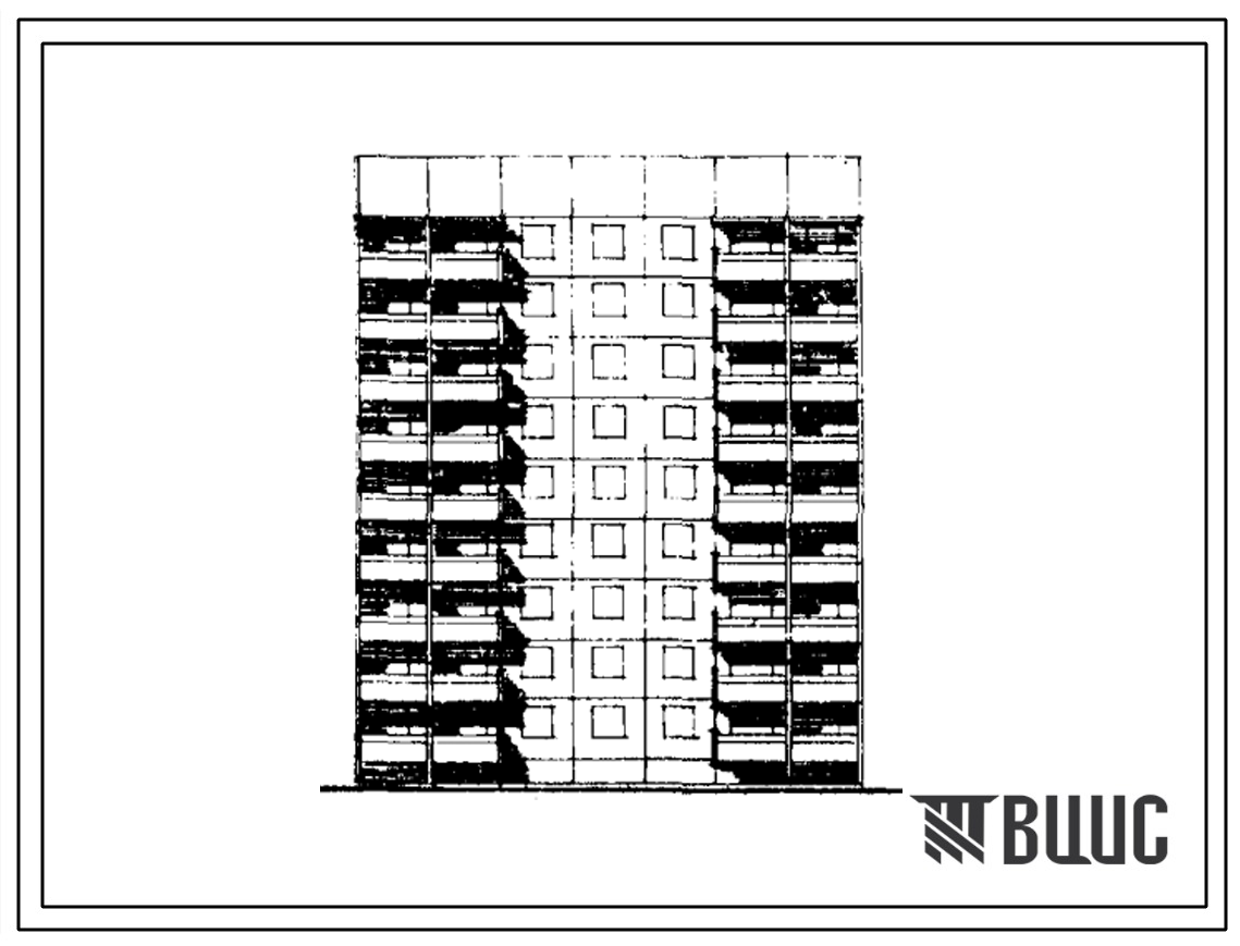 Типовой проект 121.1-043.83 Девятиэтажная блок-секция рядовая с торцевыми окончаниями на 36 квартир. Для строительства в городах Псков, Тольятти и Московской области