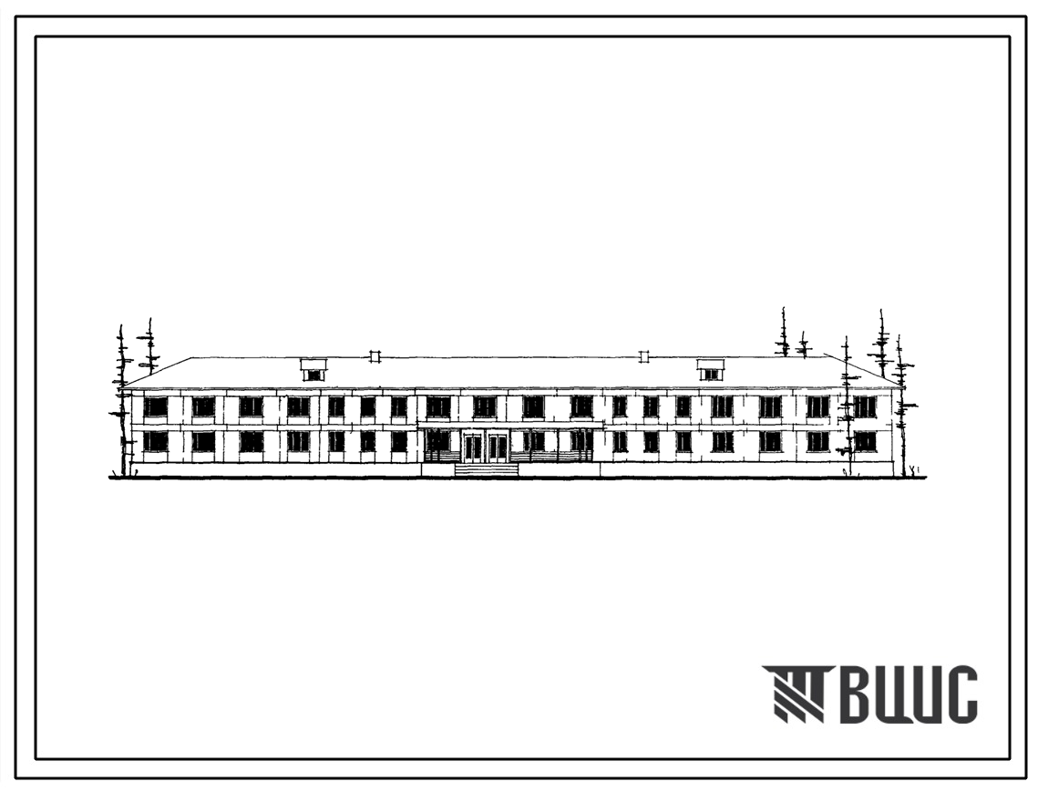 Типовой проект 161-115-20 2-этажное общежитие на 102 человека с полным благоустройством (стены из офактуренных арболитовых блоков) для строительства в 1в и 2в климатических подрайонах.