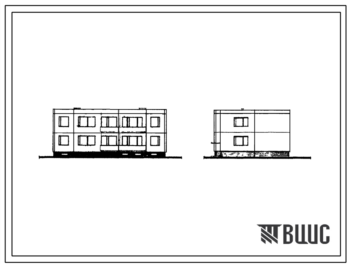 Типовой проект 141-35-5/72/1 Двухэтажный секционный дом на 4 квартиры (трехкомнатных 3Б-2, четырехкомнатных 4Б-2). Для строительства во 2Би и 2В климатических подрайонах Литовской ССР
