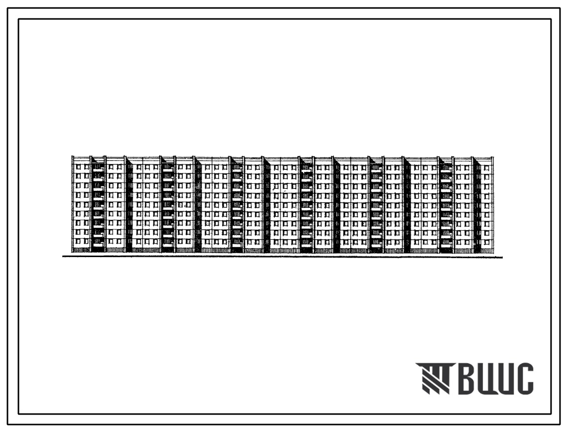 Типовой проект 111-97-24 Девятиэтажный крупнопанельный шестисекционный жилой дом на 162 квартиры (однокомнатных 1А-1, двухкомнатных 2Б-53, трехкомнатных 3Б-54, четырехкомнатных 4Б-54). Стены из однослойных ячеистобетонных панелей