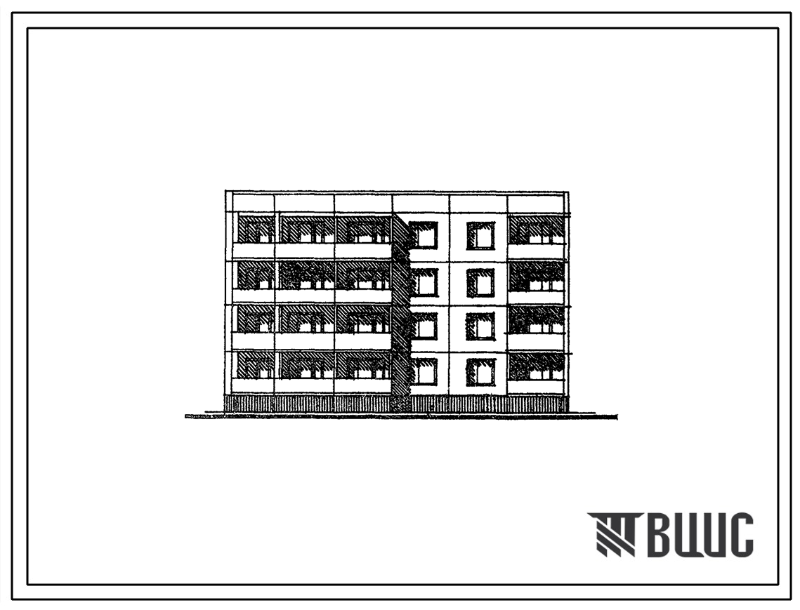 Типовой проект 121-068/1 Четырехэтажный жилой блок общежития на 56 человек для малосемейных.