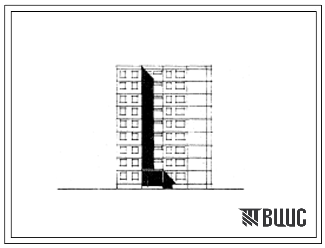 82-05/1 Девятиэтажная блок-секция торцовая левая с торцовыми окончаниями на 36 квартир (двухкомнатных 2Б-18; трехкомнатных 3А-9; четырехкомнатных 4А-9) с шагом поперечных стен 6,0 м для строительства в IВ климатическом подрайоне, II и III климатических ра