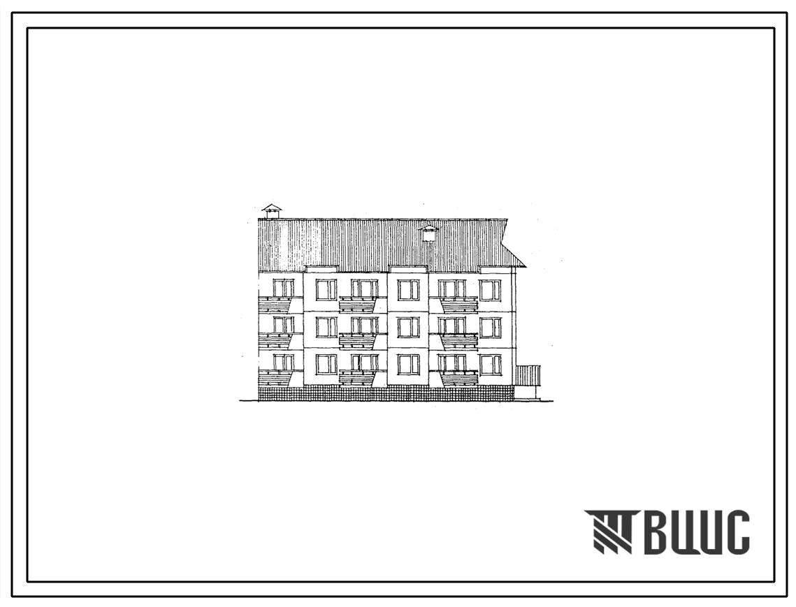 Типовой проект 135-098 Трехэтажная блок-секция торцевая правая на 9 квартир (двухкомнатных 2Б-3, трехкомнатных 3Б-6). Для строительства в 1В климатическом подрайоне, 2 и 3 климатических районах