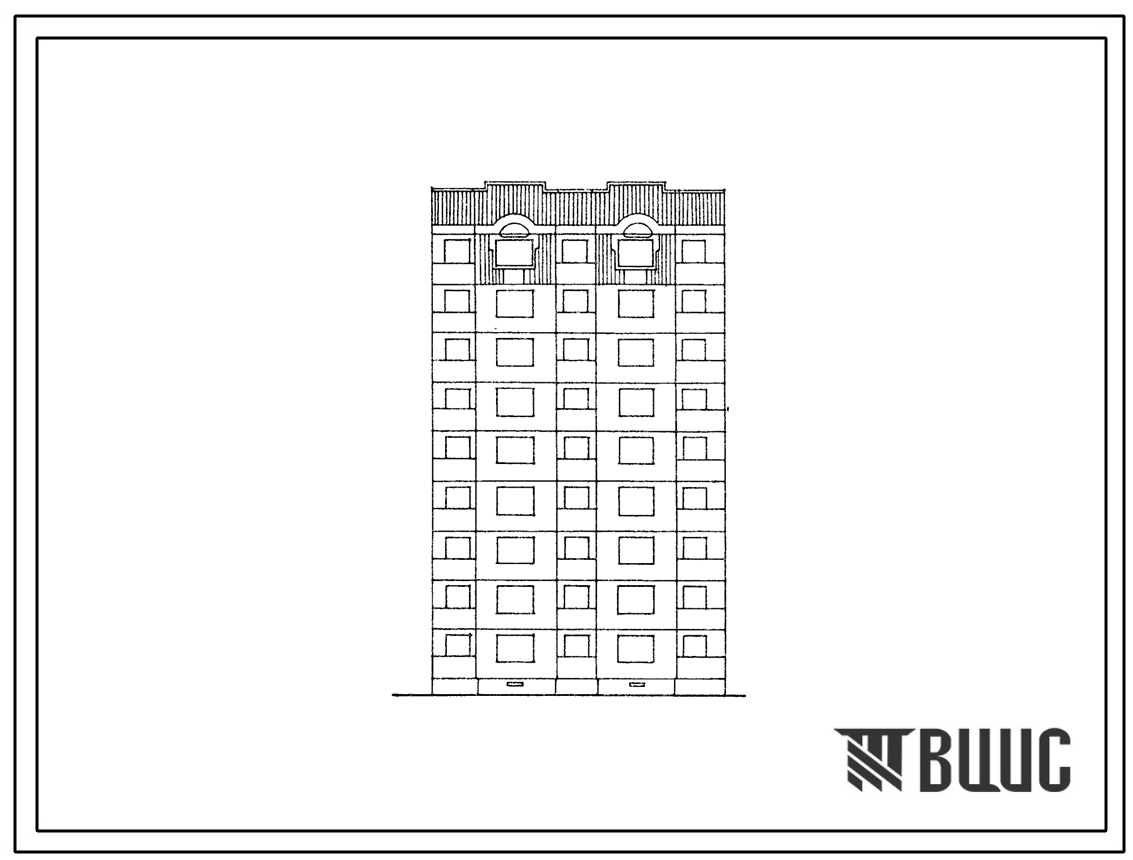 Фасады Типовой проект 90-0176.23.87 Компоновочный объемно-планировочный элемент 9 этажный 9.2П (для Владимирской области)