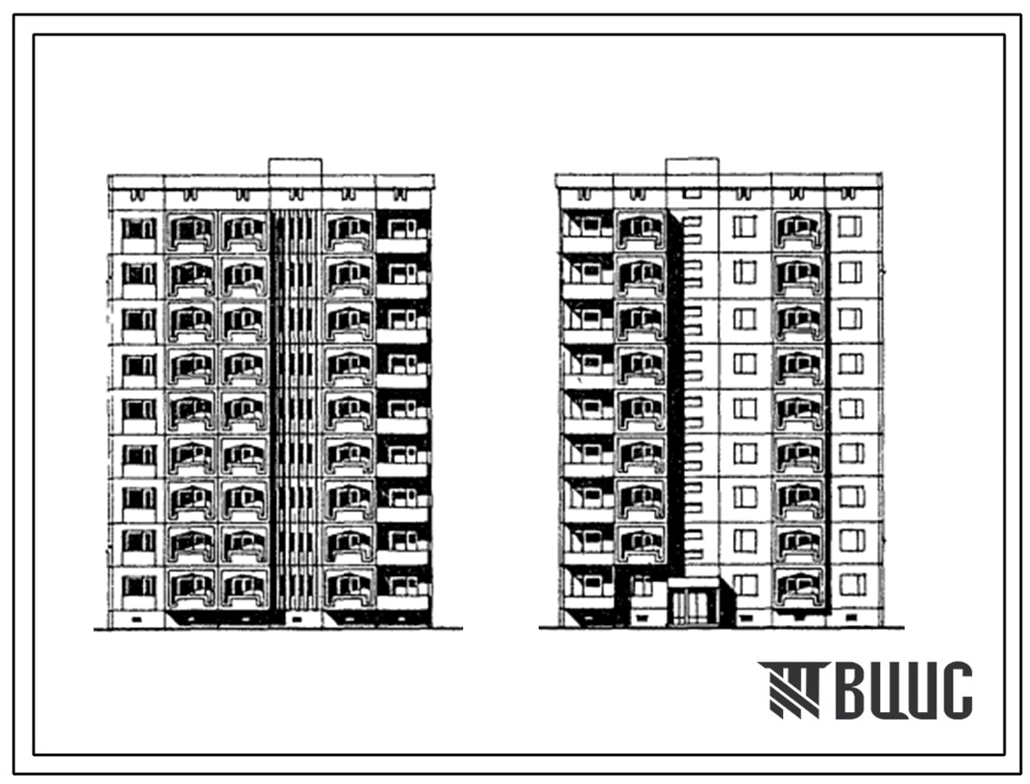 Типовой проект 150-016с.13.86 Блок-секция 9-этажная 27-квартирная торцовая правая 5Б.1Б.1Б (для Азербайджанской ССР)