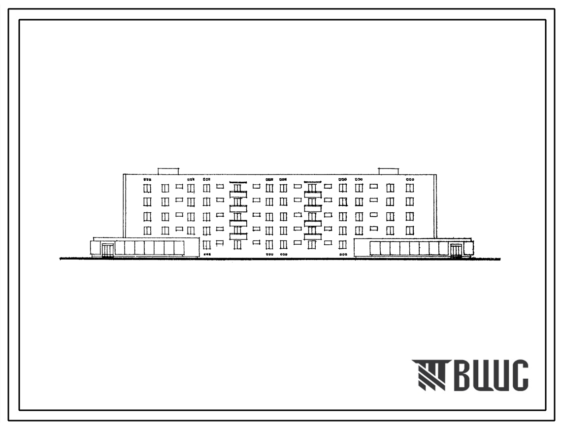 Типовой проект 114-109-46с Пятиэтажный четырехсекционный жилой дом на 44 квартир с магазинами в торцах.