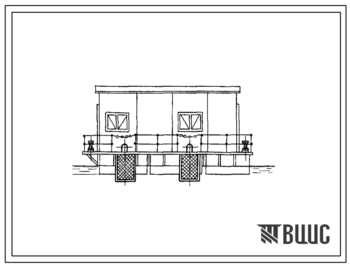 Фасады Типовой проект 901-2-150.87 Плавучие насосные станции гидромеханизированных предприятий нерудных материалов. Насосная станция Д500-65. Производительность 500 м3/ч (проект переведен в DWG)