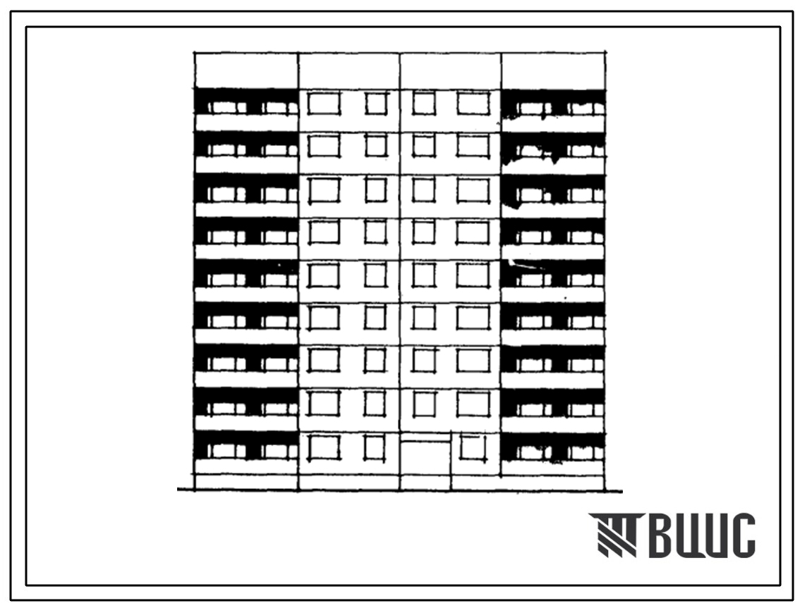 Типовой проект 1Лг-602-012/1 Девятиэтажная блок-секция торцевая левая на 36 квартир (однокомнатных 1А-1 двухкомнатных 2Б-17, трехкомнатных 3Б-18). Для строительства во 2Б климатических подрайонах Латвийской ССР