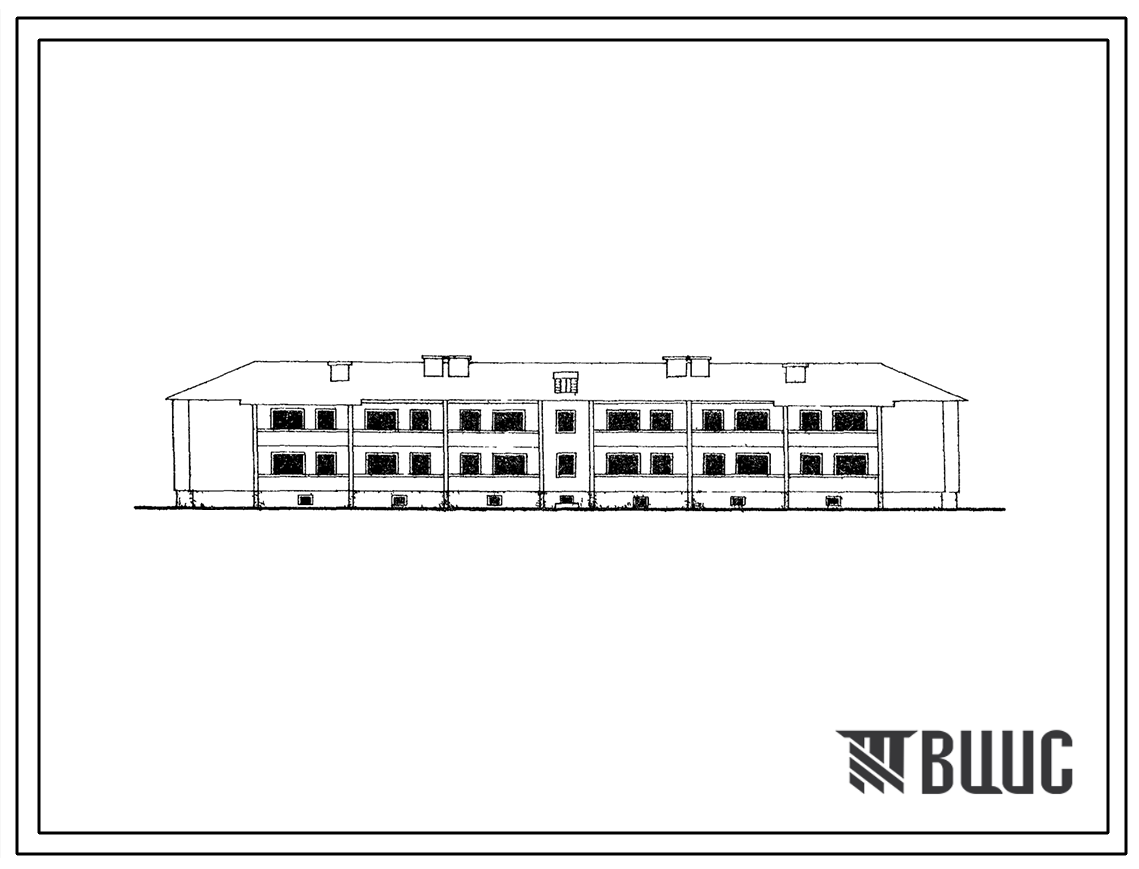 Типовой проект 115-208-1 Двухэтажный трехсекционный жилой дом на 16 квартир (с поперечными несущими стенами).