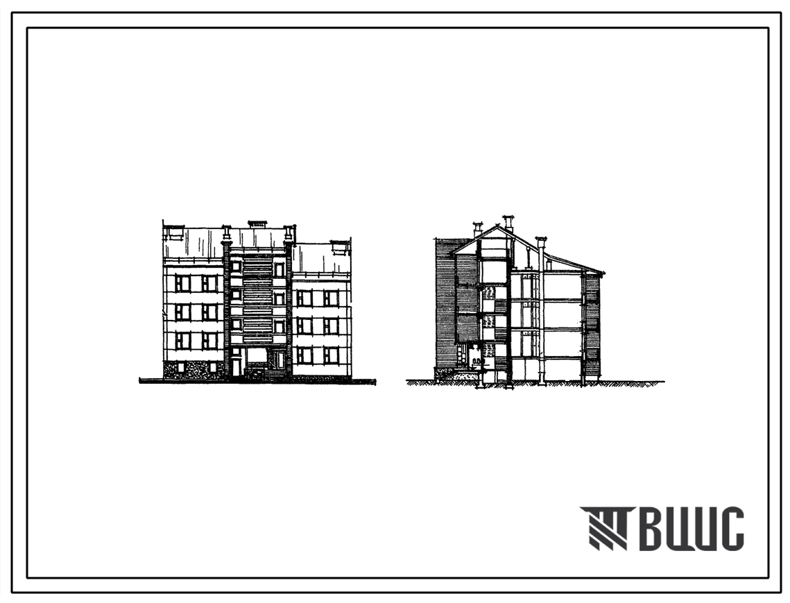 Типовой проект 89-028/1 Блок-секция 3-этажная 9-квартирная рядовая с квартирами 1Б-2Б-3А (правая).