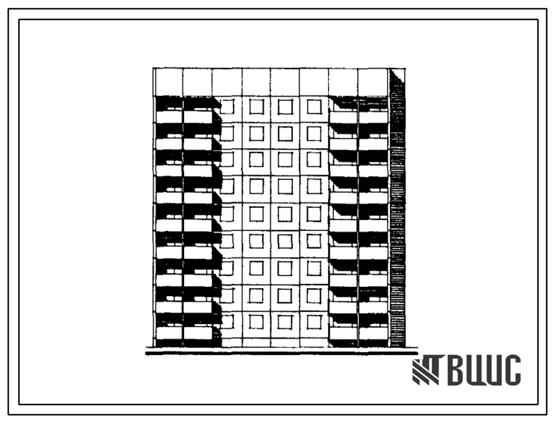 Типовой проект 121.1-098.84 Девятиэтажная блок-секция торцевая правая на 36 квартир. Для строительства в городах и поселках городского типа