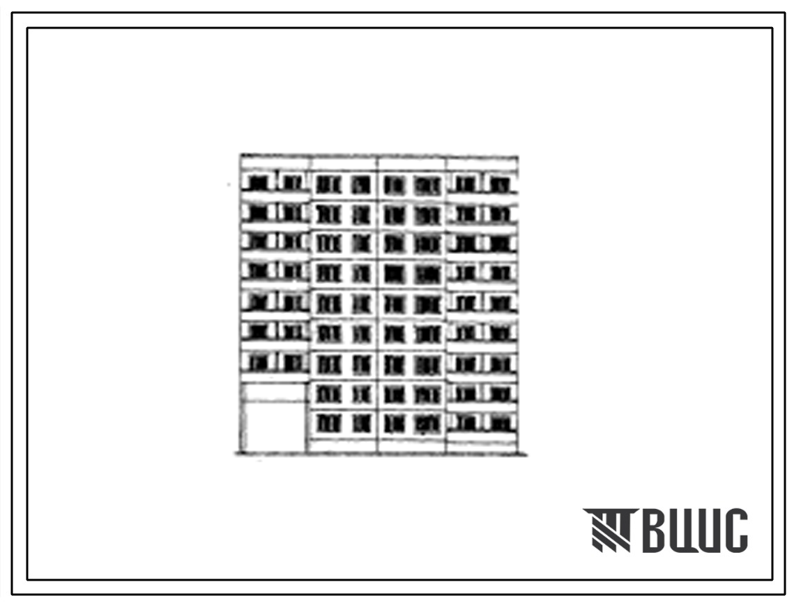 Типовой проект 83-029/1 Девятиэтажная блок-секция рядовая с проездом на 34 квартиры (однокомнатных 1Б-2, двухкомнатных 2Б-16, трехкомнатных 3Б-16). Для строительства в 1В климатическом подрайоне, 2 и 3 климатических районах