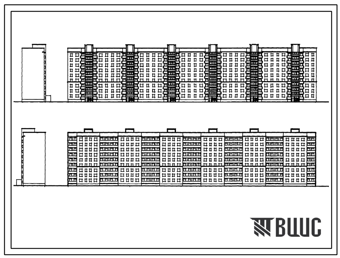 Типовой проект 114-89-2/1.2 Девятиэтажный шестисекционный дом на 215 квартир (однокомнатных 1Б-35, двухкомнатных 2Б-72, трехкомнатных 3Б-72, четырехкомнатных 4Б-36).