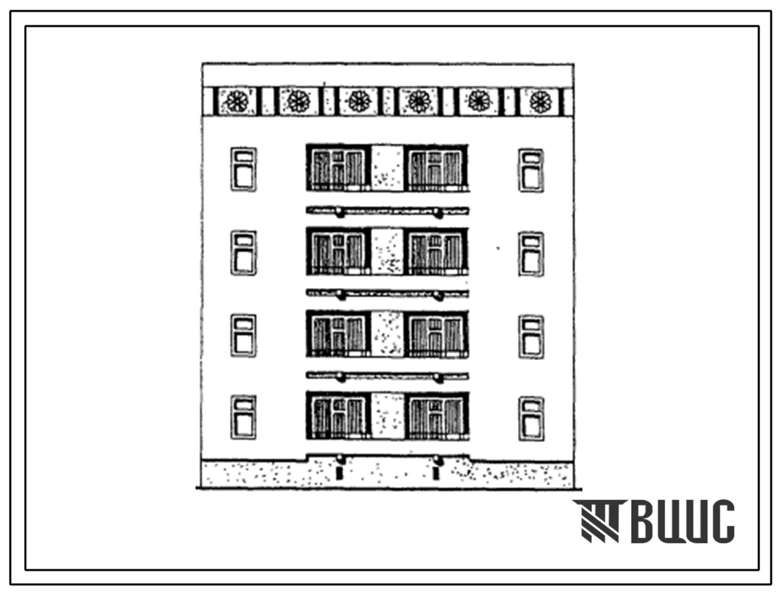 Типовой проект 63-039с.13.86 Блок-секция 4-этажная 8-квартирная рядовая с торцовыми окончаниями 2Б-3А (для Азербайджанской ССР)