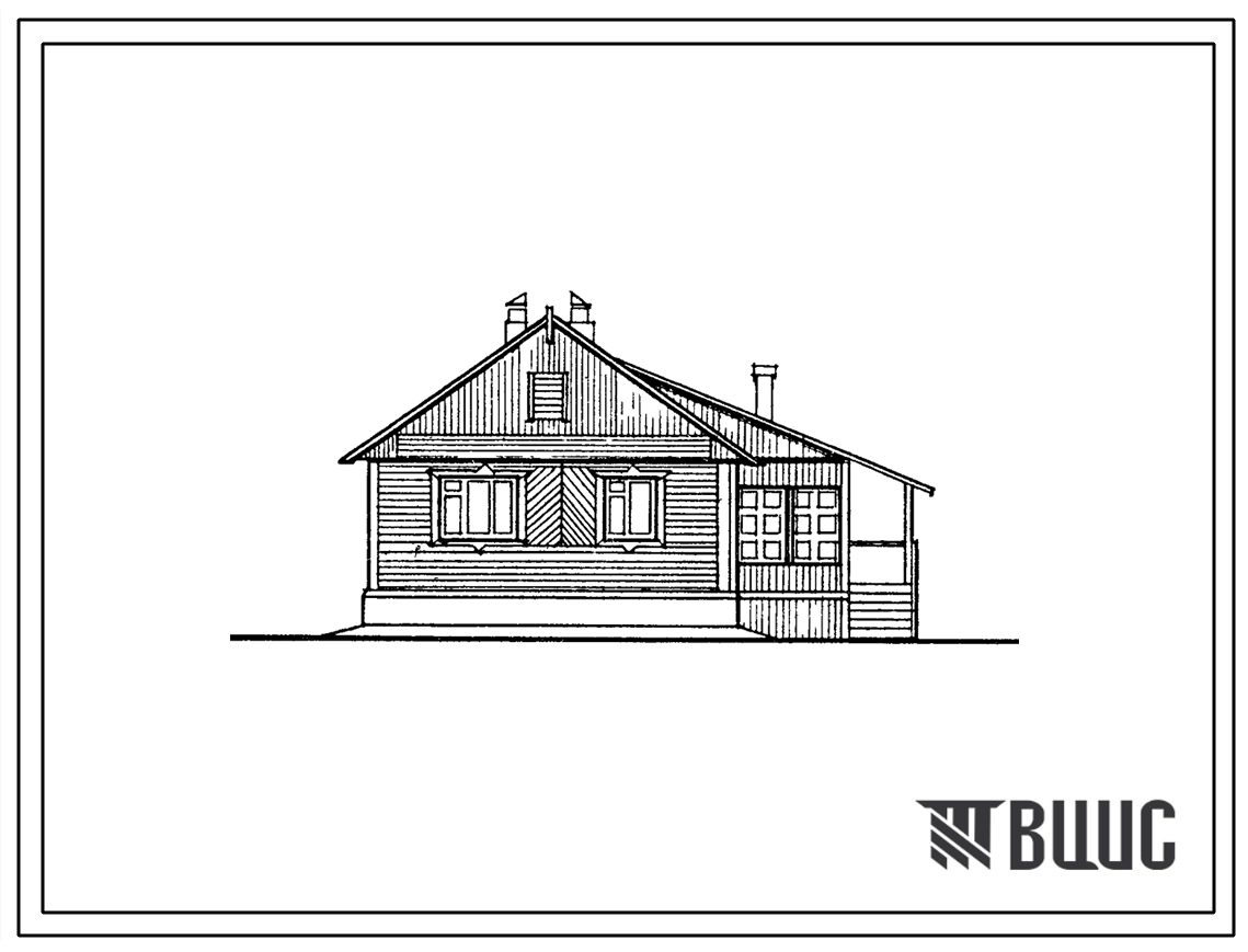 Типовой проект 186-115-193.13.88 Одноэтажный одноквартирный жилой дом с двухкомнатной квартирой, сблокированный с хозпостройкой (для Кировской области)