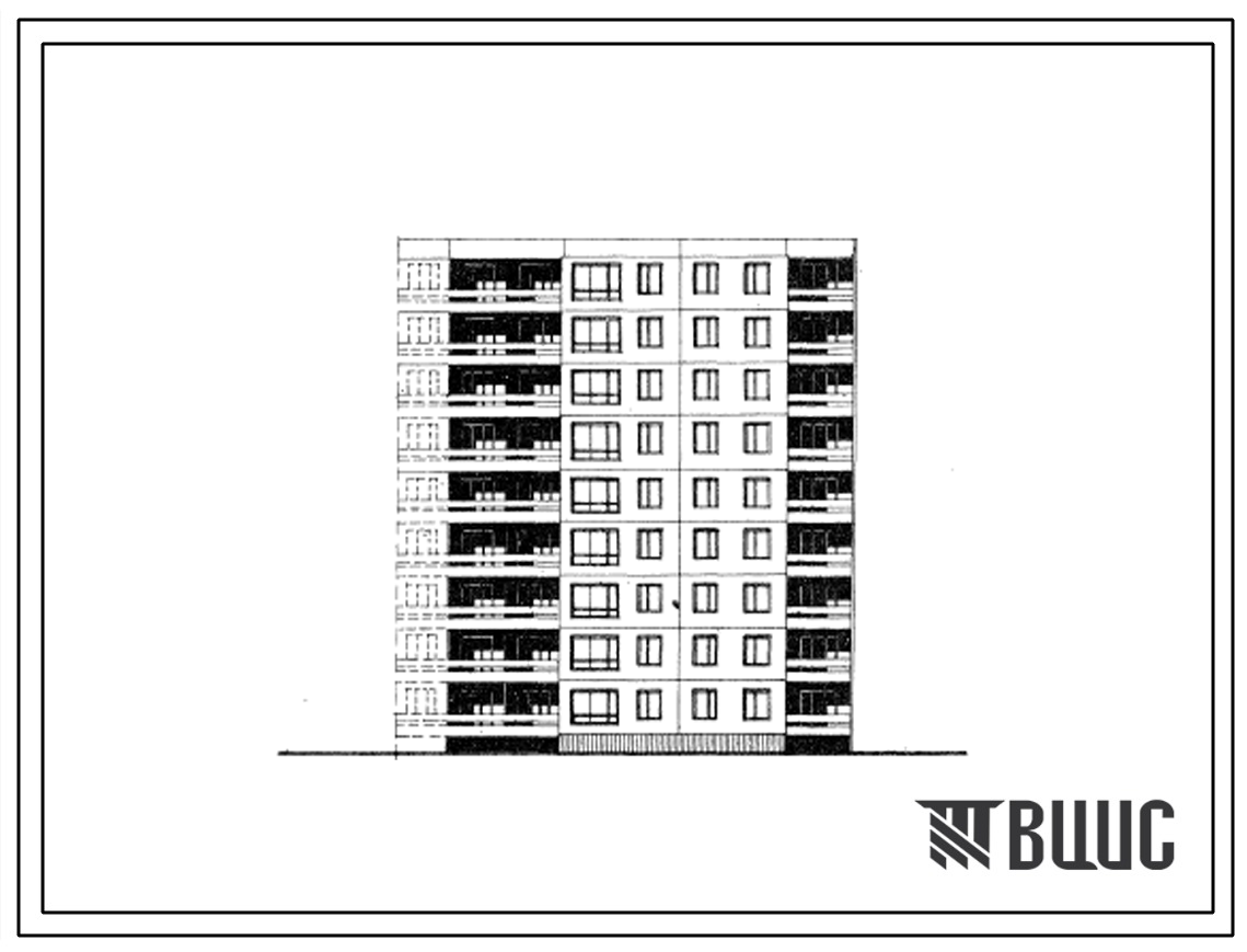 Типовой проект 99-021/1 Девятиэтажная блок-секция 2Б-3Б-5Б торцевая правая на 27 квартир.