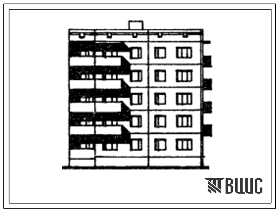 Типовой проект 75-06/1 Блок-секция 5-этажная 15-квартирная торцевая правая 1Б-2Б-4А