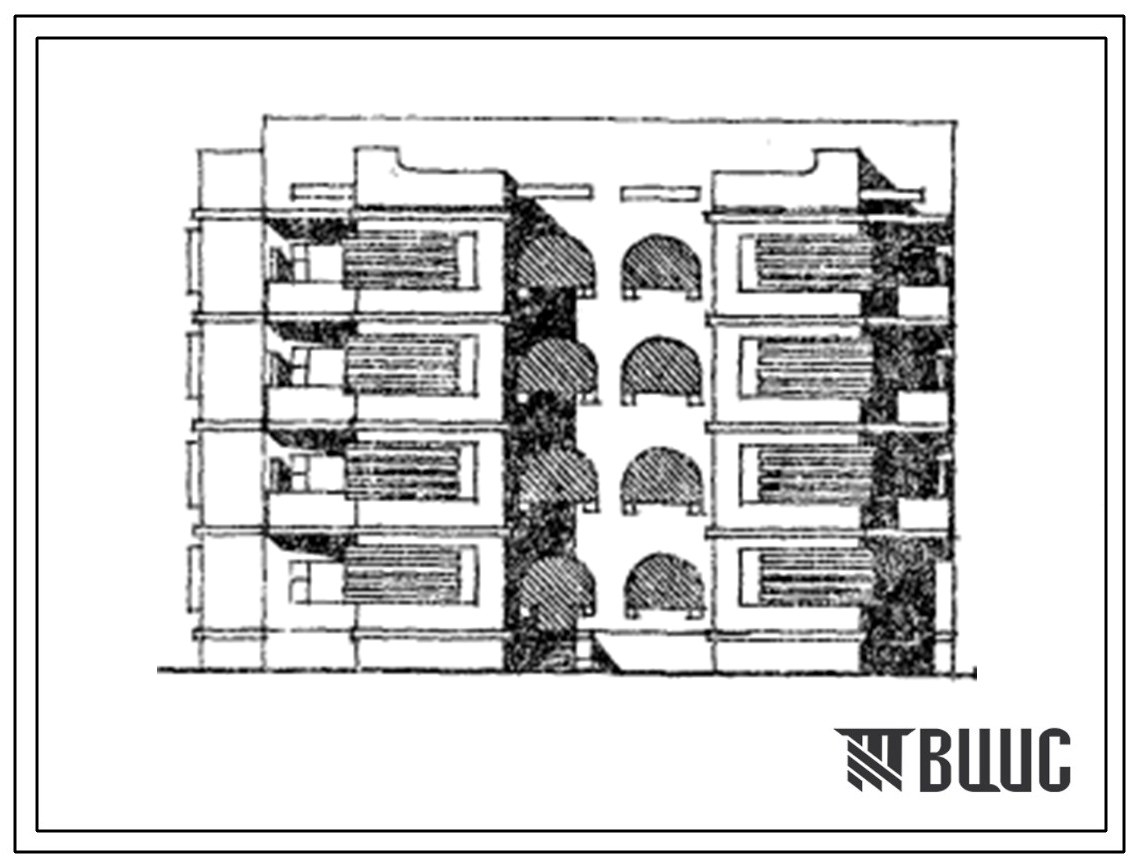 Типовой проект 155-027с.13.87 Блок-секция 4-этажная 12-квартирная угловая левая с торцевыми окончаниями 2-3-3. Для строительства в Таджикской ССР.
