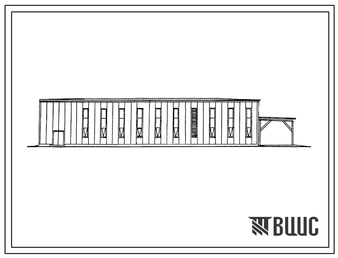 Фасады Типовой проект 413-2-1.86 Рыбокоптильный завод производительностью 2 т в сутки без холодильника (с применением легких металлических конструкций)