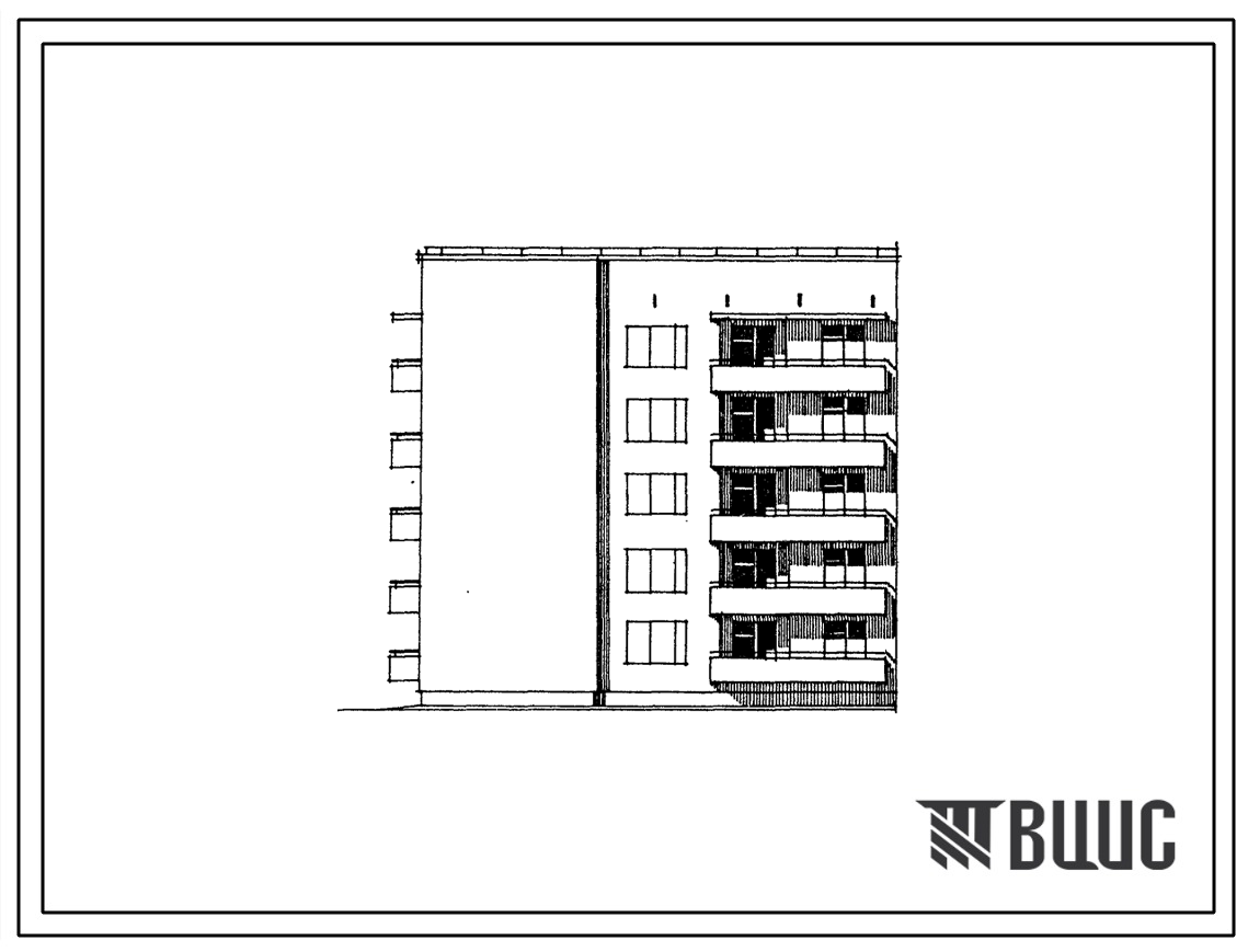 Типовой проект 67-028.87 Пятиэтажная блок-секция угловая на 16 квартир 2Б, 2Б, 2Б (левая)