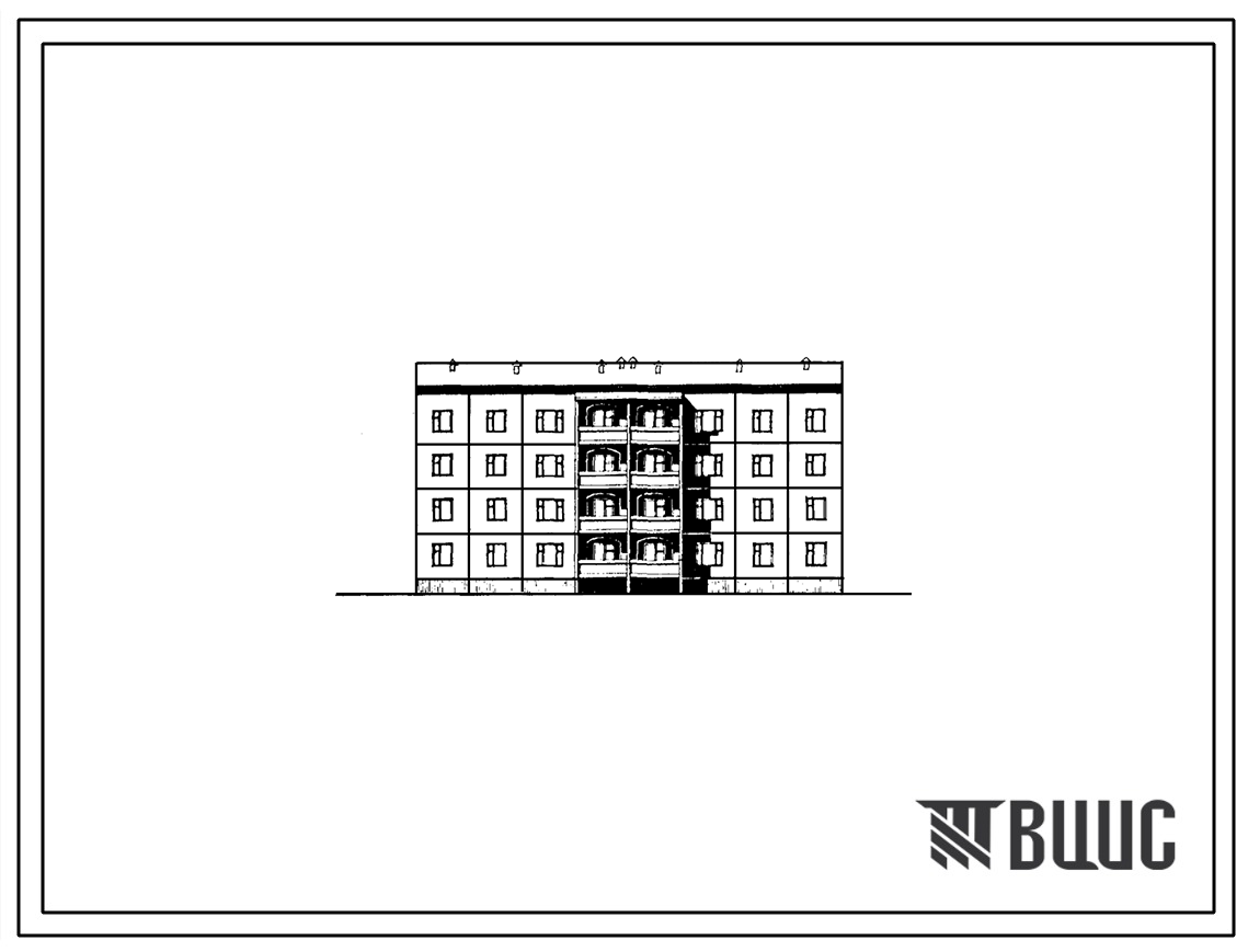 Типовой проект 76-092сп.85 Четырехэтажная рядовая блок-секция на 16 квартир