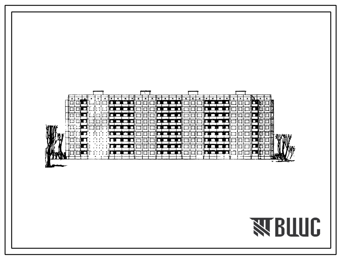 Типовой проект 111-94-2 9-этажный 4-секционный крупнопанельный жилой дом на 144 квартиры для строительства во 2 и 3 строительно-климатических зонах Украинской ССР.