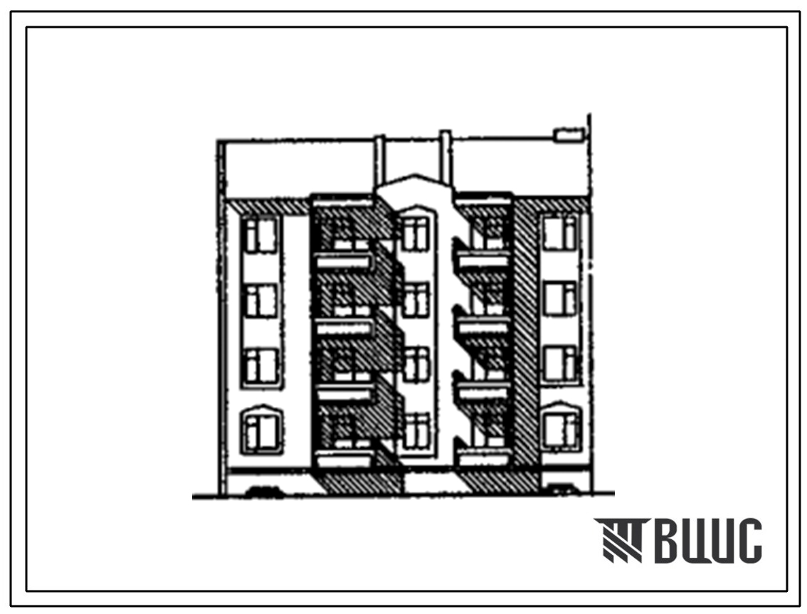 Типовой проект 175-031с.13.90 Блок-секция 4-этажная 12-квартирная 1.2.3 торцовая левая (для Киргизской ССР)