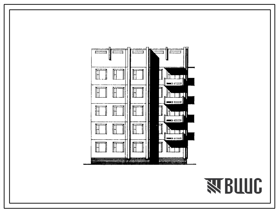 Типовой проект 135-0114/1 Блок-секция пятиэтажная 15-квартирная торцовая правая (однокомнатных 1Б — 5, двухкомнатных 2Б — 6, трехкомнатных 3Б — 4). Для строительства в IВ климатическом подрайоне.
