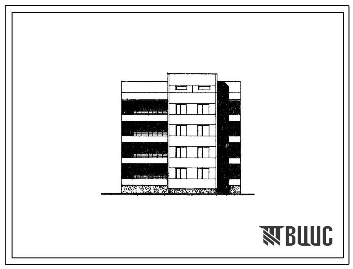 Типовой проект 26-051/1 Четырехэтажная блок-секция рядовая на 8 квартир (трехкомнатных 3Б-4, четырехкомнатных 4Б-4). Для строительства во 2 и 3  климатических районах Украинской ССР