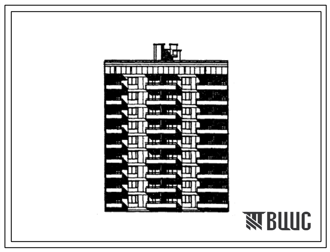 Типовой проект 67-039/1 Девятиэтажная блок-секция рядовая на 36 квартир (однокомнатных 1Б-9, двухкомнатных 2Б-9, трехкомнатных 3Б-18). Для строительства в 3 климатическом районе