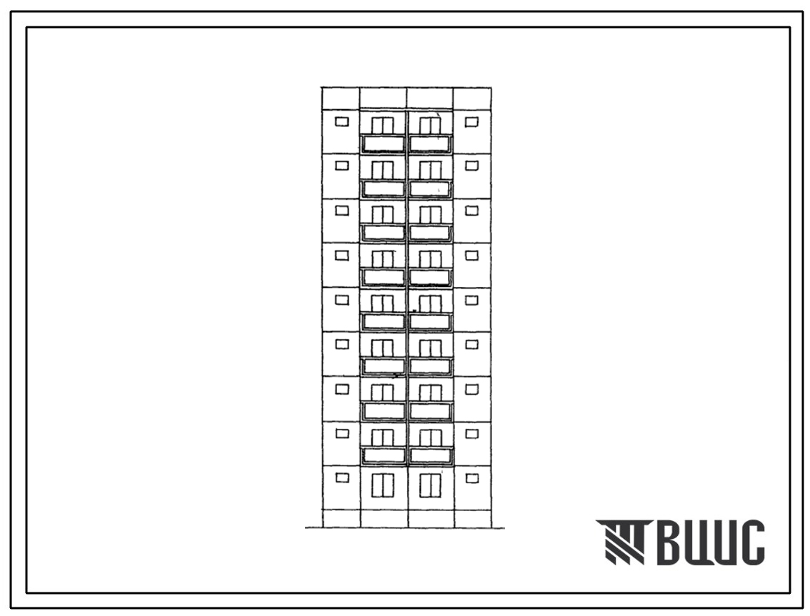 Типовой проект 127-036с/1 Девятиэтажная крупнопанельная поворотная блок-вставка на 36 комнат.