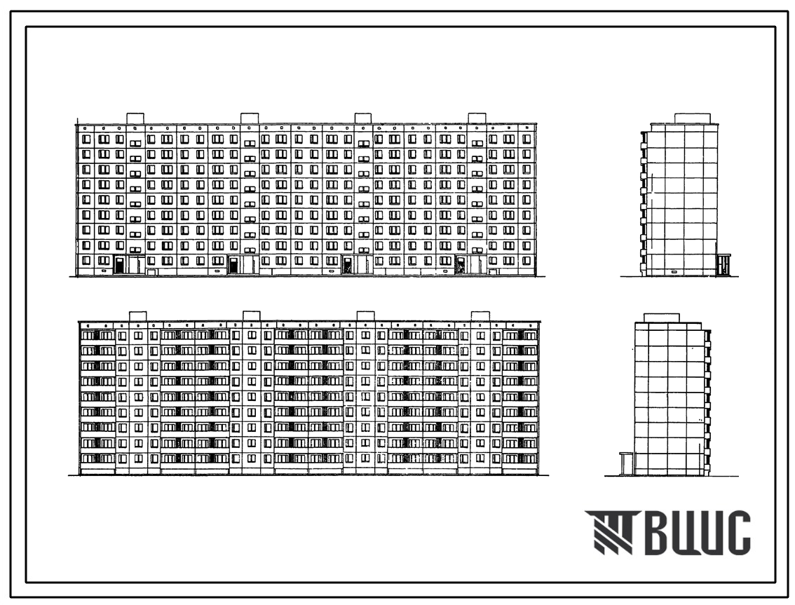 Типовой проект 1-515-04/9ЮЛ Жилой 4-секционный 9-ти этажный крупнопанельный дом на 144 квартиры