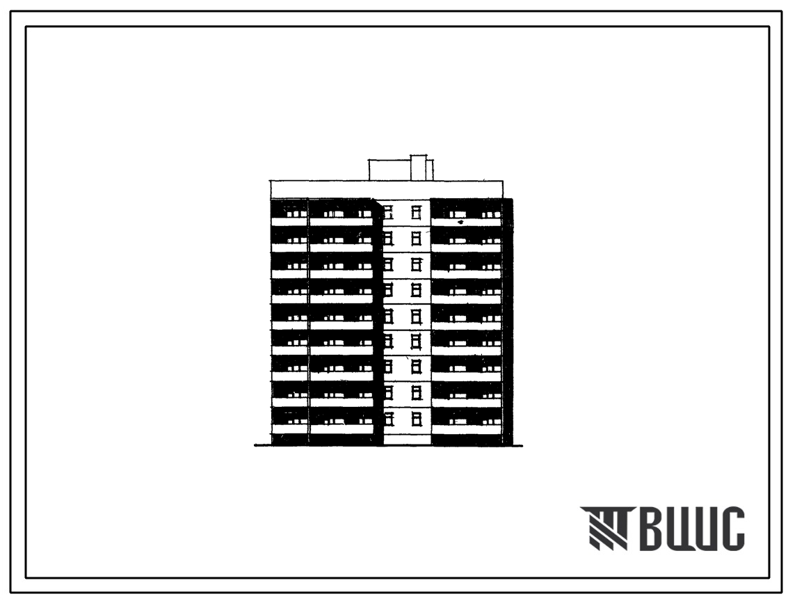 Типовой проект 96-033/75/1.2 Блок-секция угловая 9-этажная 36-квартирная 1Б-2Б-2Б-3Б