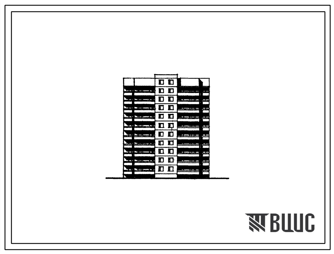 Типовой проект 138-046с.13.89 Блок-секция 10-этажная 40-квартирная рядовая 3-2-2-3 (для Кабардино-Балкарской АССР)