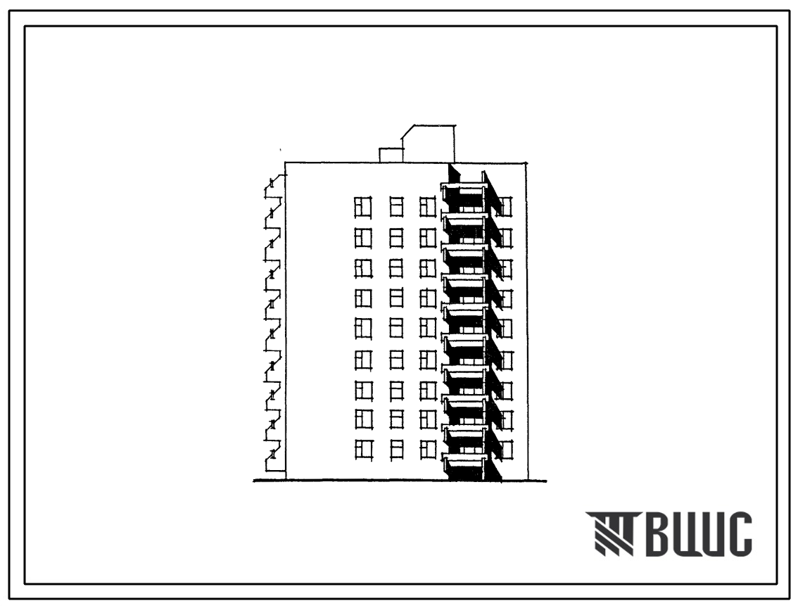 Типовой проект 177-05пв.87 9-этажная блок-секция торцевая 2, 2, 2, 2 /левая/ 36-квартирная