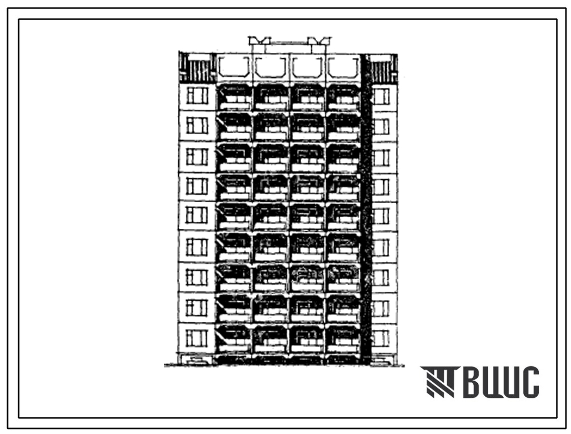 Типовой проект 76-0106с.13.87 Блок-секция 9-этажная 36-квартирная рядовая с торцевыми окончаниями 2.1.1.2. Для строительства в Таджикской ССР.