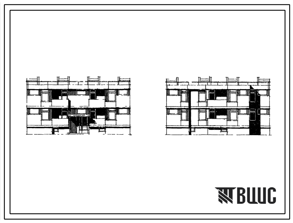 Типовой проект 126-036 Двухэтажная блок-секция с квартирами 1Б-2Б-3А для жилых домов из ячеистого бетона.