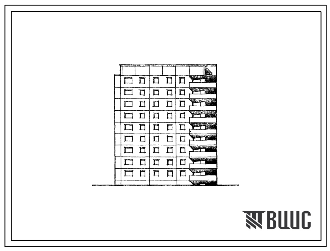 Типовой проект 121-0195.13.88 Девятиэтажная блок-секция торцевая левая на 36 квартир. Для Златоуста