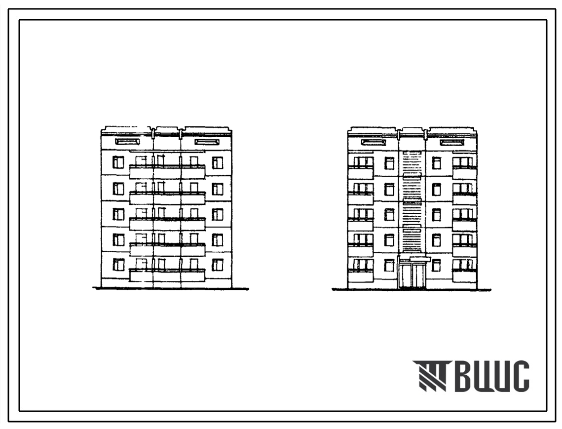 Типовой проект 135-0164с.87 5-этажная 10-квартирная рядовая с торцовыми окончаниями блок-секция 3-2