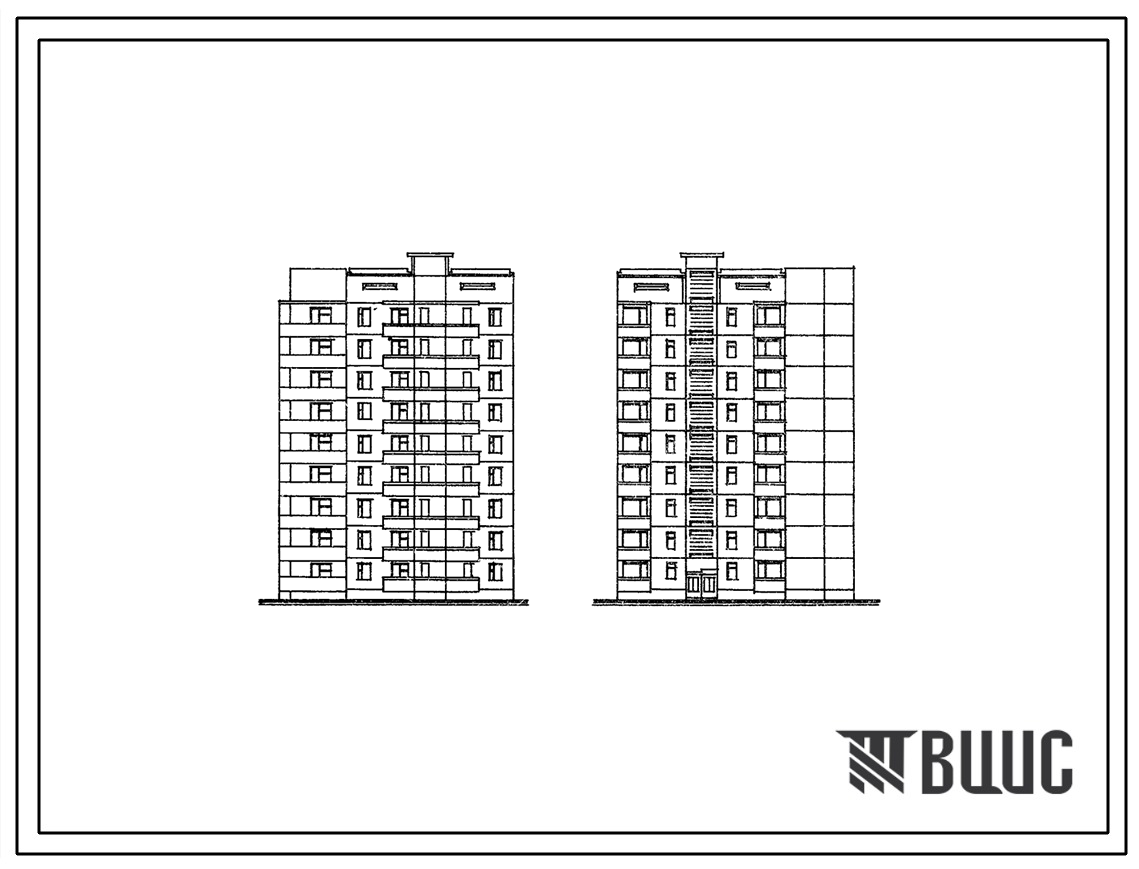 Типовой проект 135-0101с.86 9-этажная 18-квартирная поворотная с торцевым окончанием блок-секция 4Б-2Б (прямая)