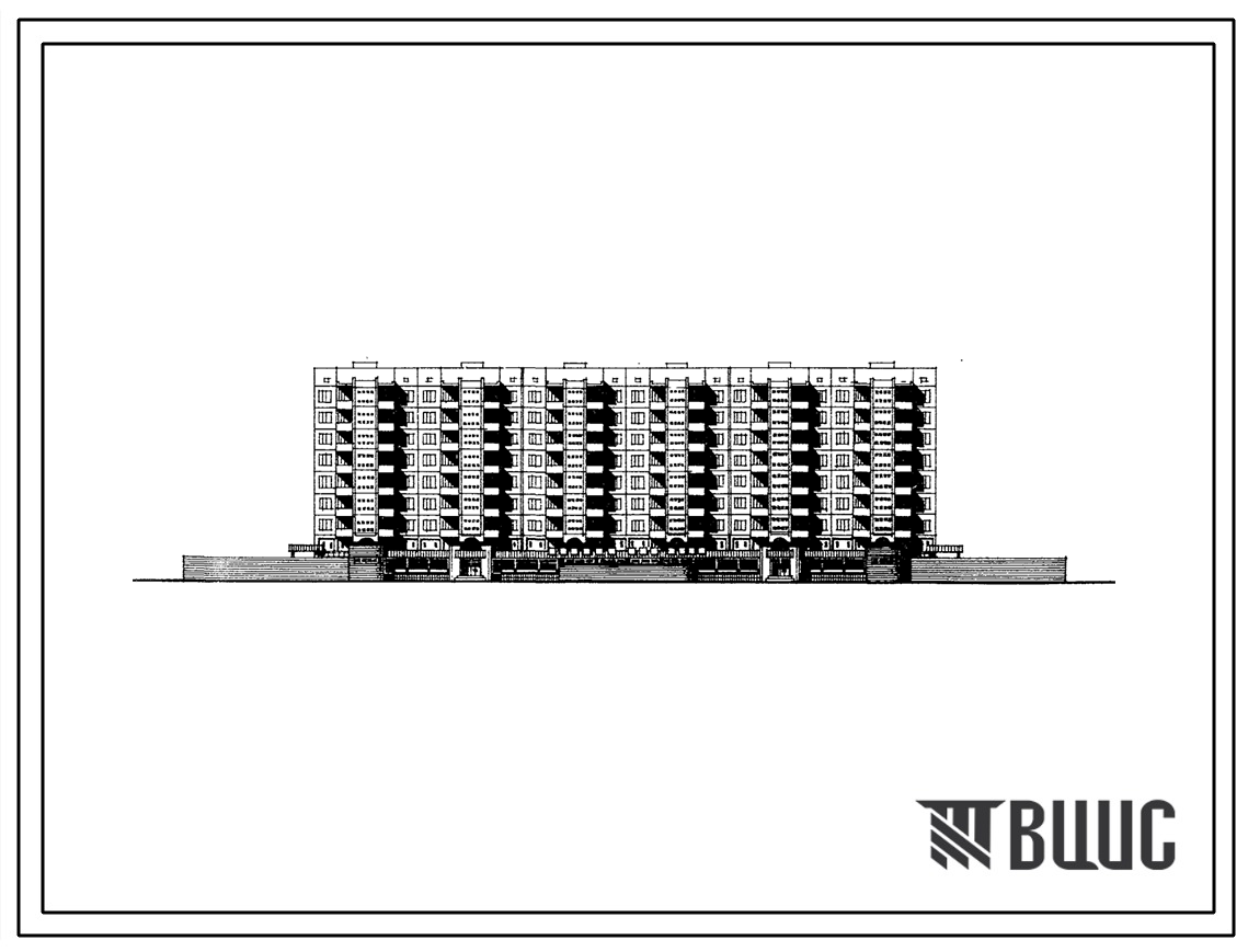 Типовой проект 111-76-82с/1 Девятиэтажный шестисекционный крупнопанельный жилой дом на 84 квартиры типа 3Б из изделий серии 76 с продовольственным магазином «Гастроном», торговой площадью 650 м? в гибком первом этаже.