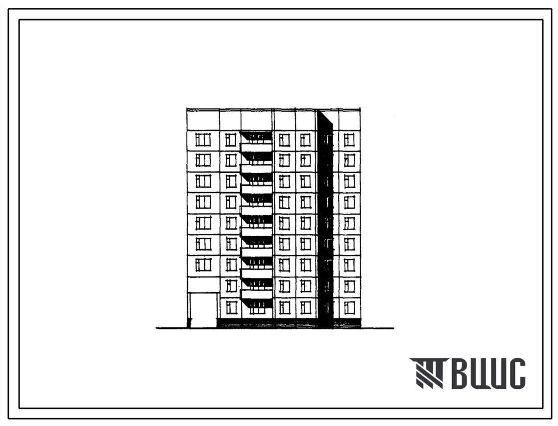 Типовой проект 97-0133/1.2 Блок-секция 9-этажная 27-квартирная рядовая левая с проездом 2Б-3Б-5Б. Для строительства в 1В климатическом подрайоне.