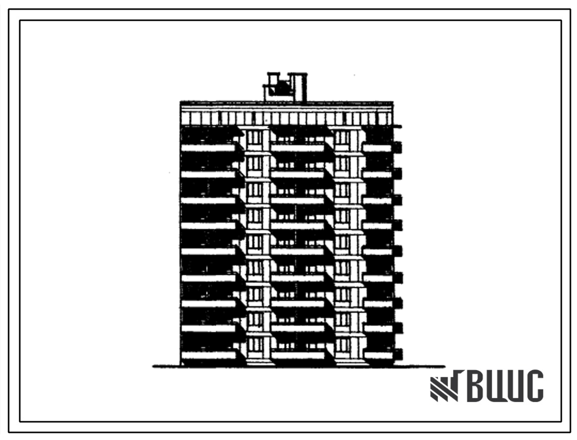 Типовой проект 67-038/1 Девятиэтажная блок-секция торцевая правая на 36 квартир (двухкомнатных 2Б-27, трехкомнатных 3Б-9).  Для строительства в 3 климатическом районе