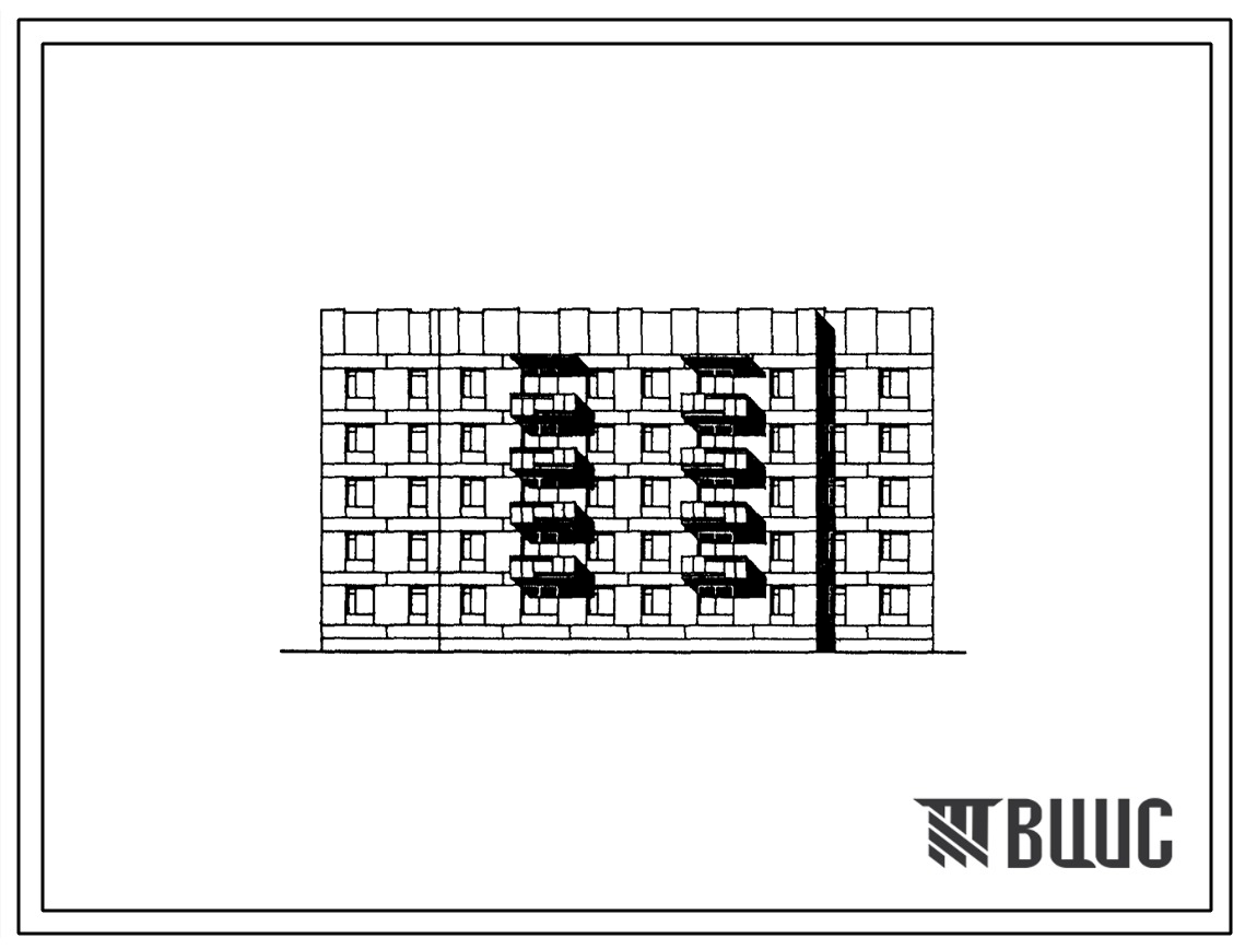 Типовой проект 174-013с.85 Блок-секция 5-этажная 2-секционная 30-квартирная рядовая-торцовая 2А.2Б.2Б-2А.2Б.2Б