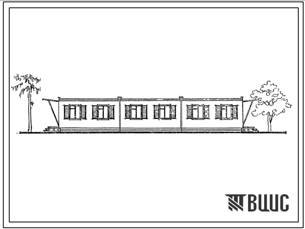 Типовой проект 420-04-13 Временные здания и сооружения контейнерного типа с деревянным каркасом и стальной опорной рамой по серии 420-04. Общежитие на 24 человека.