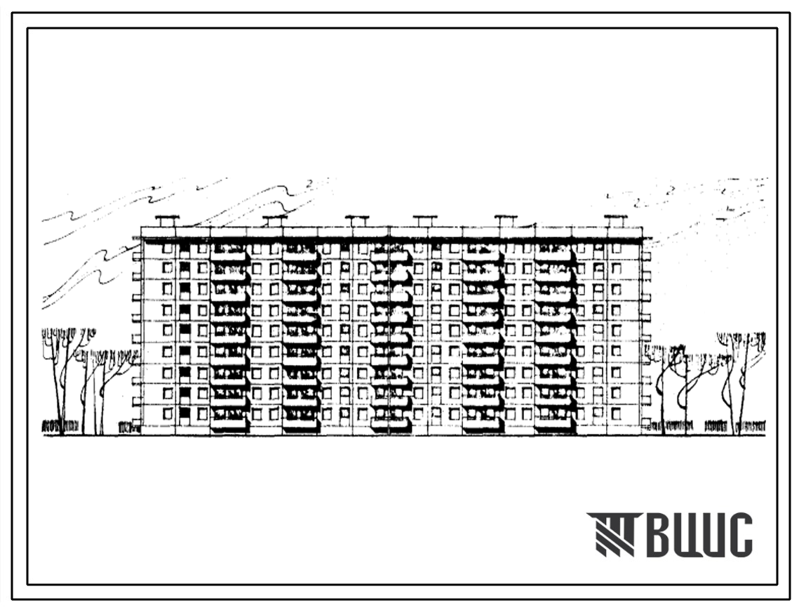 Типовой проект 111-157-2с/1 Девятиэтажный шестисекционный 108 квартирный жилой дом крупнопанельный (двухкомнатных 2Б — 40, трехкомнатных 3Б — 32, четырехкомнатных 4Б — 20, пятикомнатных 5Б — 16). Для строительства в IVБ климатическом подрайоне Азербайджан