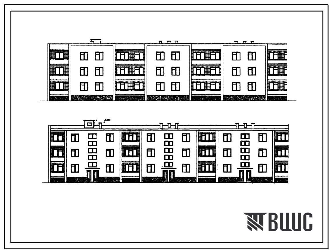 Типовой проект 114-89-31/1 Трехэтажный 4-секционный 24-квартирный жилой дом с квартирами 2Б-3Б.