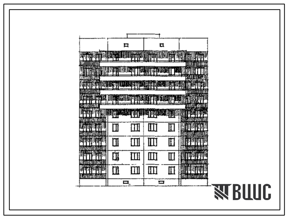 Типовой проект 108-018 Девятиэтажная крупнопанельная блок-секция на 36 квартир рядовая (1Б.1Б.4Б.4Б)